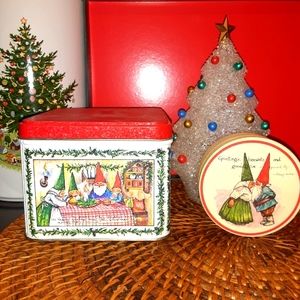 Vintage 1980s David the gnome Christmas tins set of 2